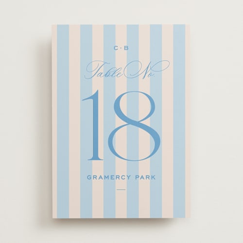 This is a bluebell table numbers with standard by Megan Davis called racquet printing on doublethick in standard