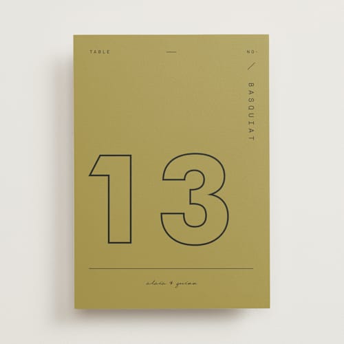 This is a verona sunset table numbers with standard by Blustery August called alaia printing on doublethick in standard