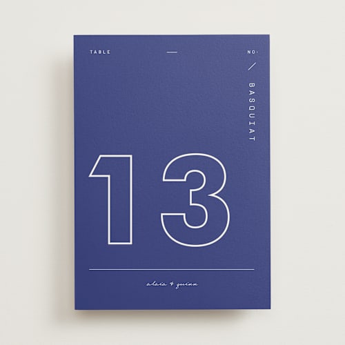 This is a positano table numbers with standard by Blustery August called alaia printing on doublethick in standard