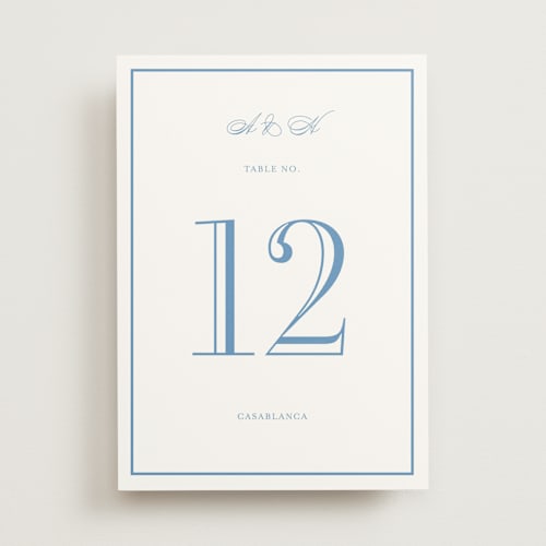 This is a sky table numbers with standard by Megan Davis called hepburn printing on doublethick in standard
