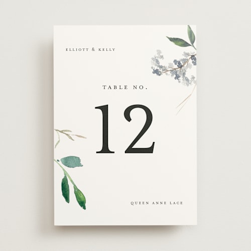 This is a pink floral table numbers with standard by Mere Paper called spring wildflowers printing on doublethick in standard