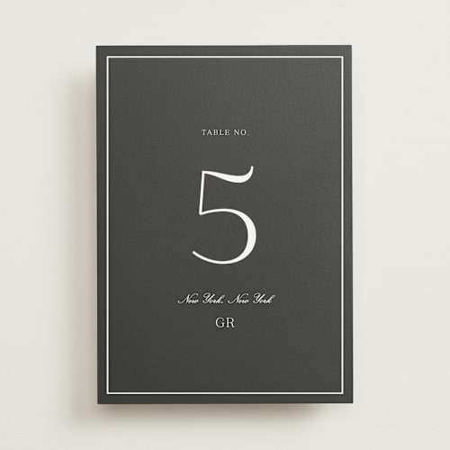 This is a charcoal table numbers with standard by Megan Davis called upper east printing on doublethick in standard
