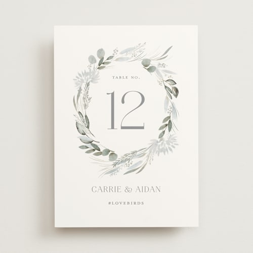 This is a sage table numbers with standard by Petra Kern called amorino printing on doublethick in standard