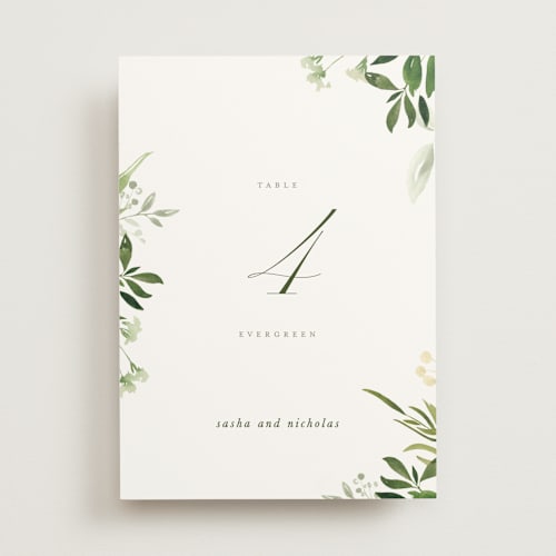 This is a garden table numbers with standard by Leah Bisch called verdure printing on doublethick in standard