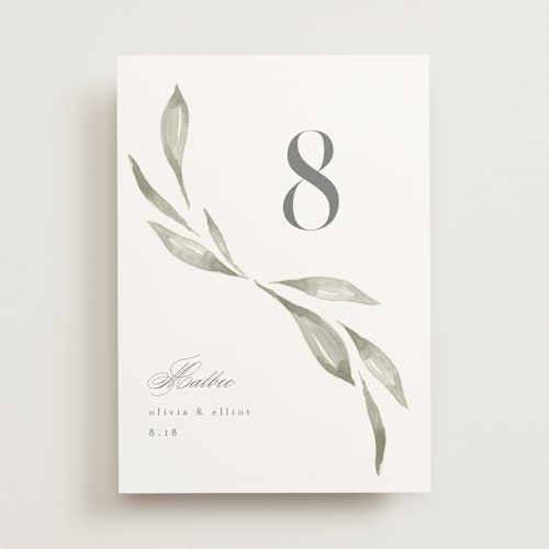 This is a leaf table numbers with standard by Kristie Kern called whispered leaves printing on doublethick in standard
