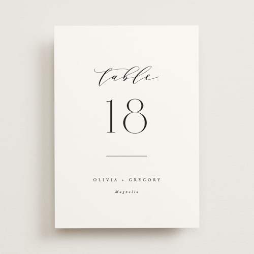 This is a lily table numbers with standard by Hooray Creative called classy type printing on doublethick in standard