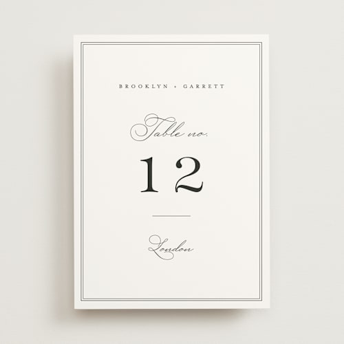 This is a noir table numbers with standard by Amy Kross called overlapping printing on doublethick in standard