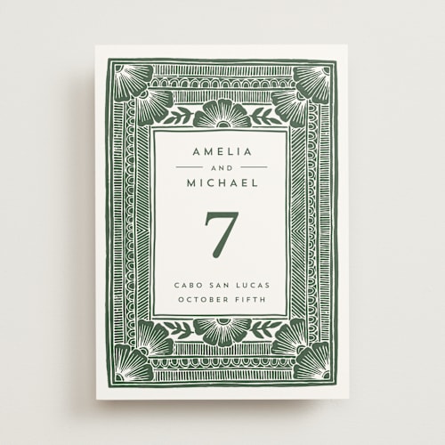 This is a fern table numbers with standard by Katharine Watson called block print frame printing on signature in standard
