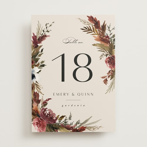 This is a autumn table numbers with standard by Kate Ahn called poetique printing on signature in standard