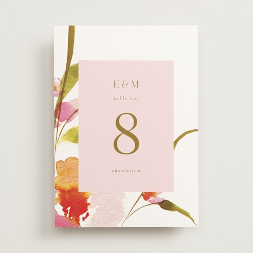 This is a blossom table numbers with standard by Angela Marzuki called colorwash floral printing on signature in standard