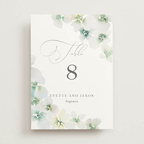 This is a springtime table numbers with standard by Design Lotus called whispered printing on doublethick in standard