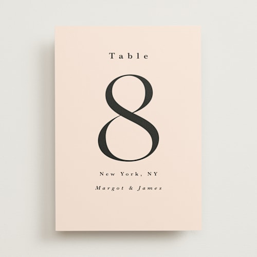 This is a blush table numbers with standard by Hudson meet Rose called soho printing on doublethick in standard