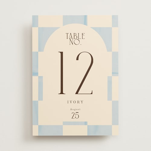 This is a ivory table numbers with standard by Baumbirdy called checker wash printing on doublethick in standard