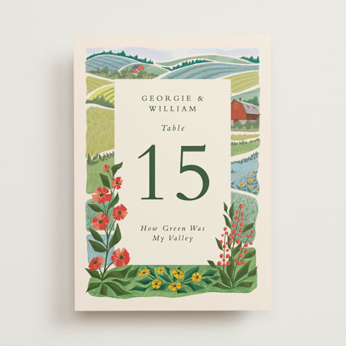 This is a barn table numbers with standard by Paper Sun Studio called farm and field printing on doublethick in standard