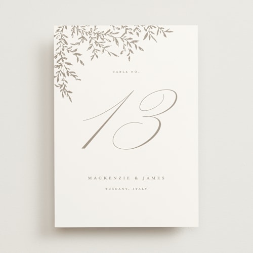 This is a chantilly table numbers with standard by Wildfield Paper Co called romantic wreath printing on doublethick in standard