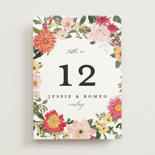 This is a tropical table numbers with standard by Susan Moyal called forest flowers printing on doublethick in standard