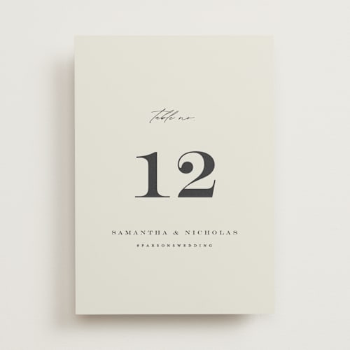This is a ivory table numbers with standard by Carolyn Nicks called softly swept printing on doublethick in standard