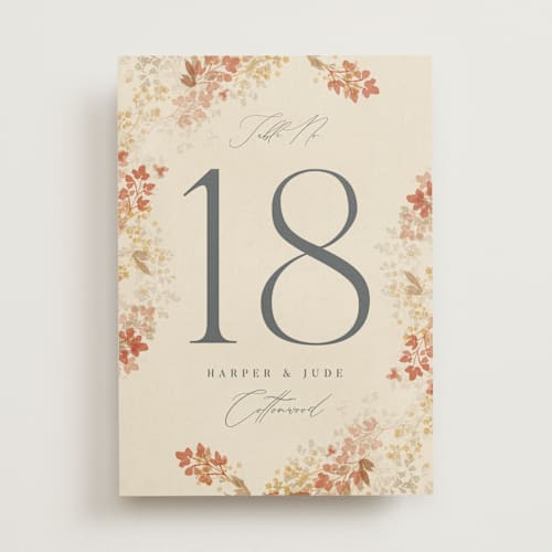 This is a stone table numbers with standard by Robert and Stella called falling foliage printing on doublethick in standard