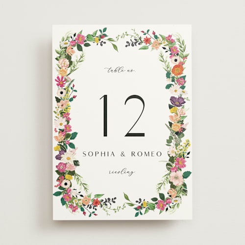 This is a daisy table numbers with standard by Susan Moyal called secret garden printing on doublethick in standard