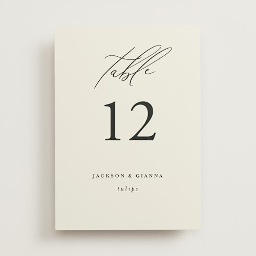 This is a vanilla table numbers with standard by Louise Kay called love and faith printing on doublethick in standard