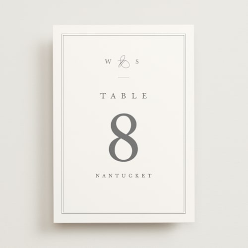 This is a ivory table numbers with standard by Amy Kross called crawford printing on doublethick in standard