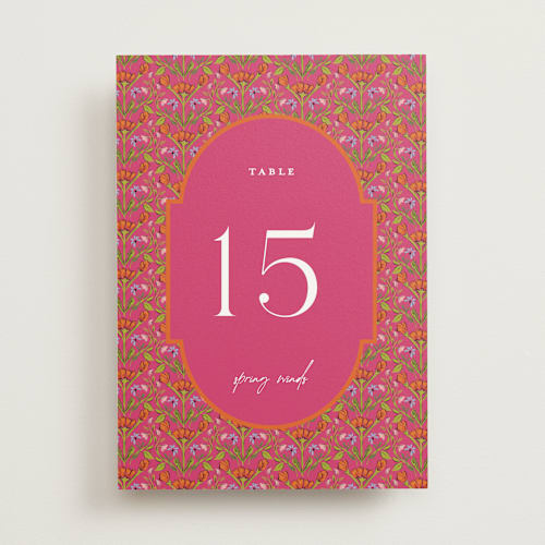 This is a fuchsia table numbers with standard by Pati Cascino called varna printing on doublethick in standard