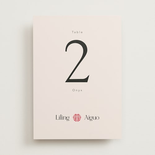 This is a cream table numbers with standard by Inkblot Design called happy in love printing on doublethick in standard