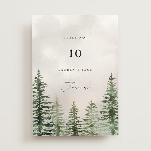 This is a forest table numbers with standard by Petra Kern called montagna printing on doublethick in standard