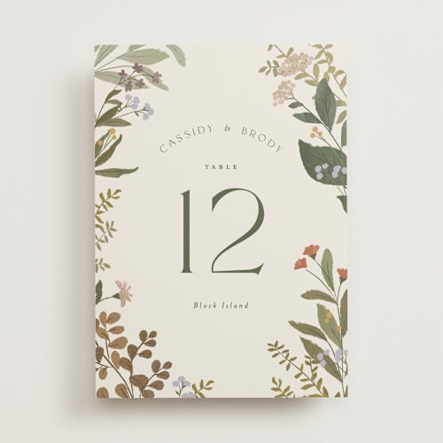 This is a natural table numbers with standard by Jennifer Wick called ellsworth printing on doublethick in standard