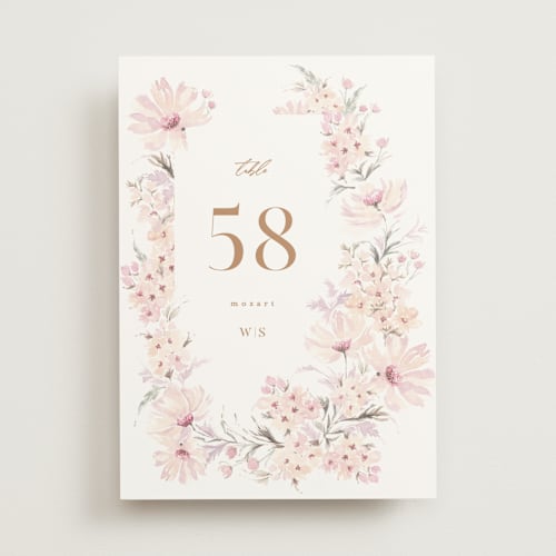 This is a cotton candy table numbers with standard by Phrosné Barwood called kosmos printing on doublethick in standard