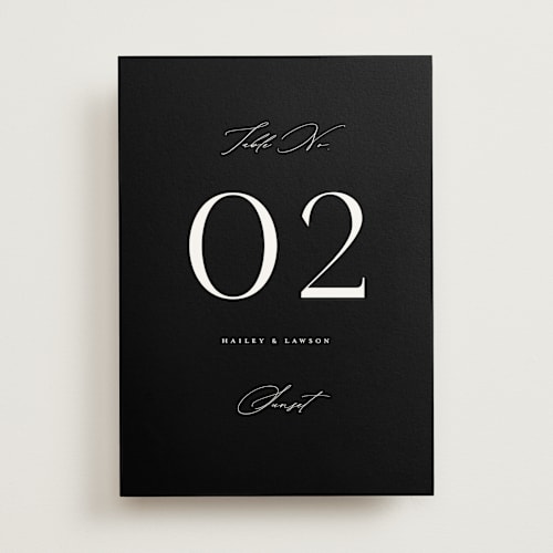 This is a noir table numbers with standard by Christie Garcia called photographie printing on doublethick in standard