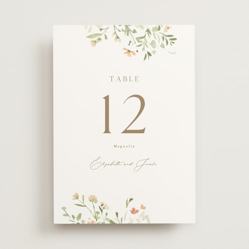 This is a toffee table numbers with standard by Everett Paper Goods called brynn printing on doublethick in standard