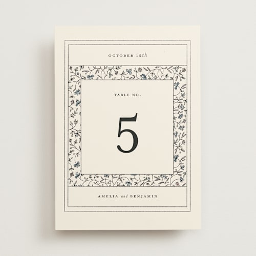 This is a almond table numbers with standard by Stephanie Hawkes called hansen printing on doublethick in standard