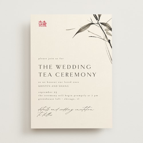 This is a almond wedding invitations with standard by Anastasia Makarova called bambusa printing on signature in standard