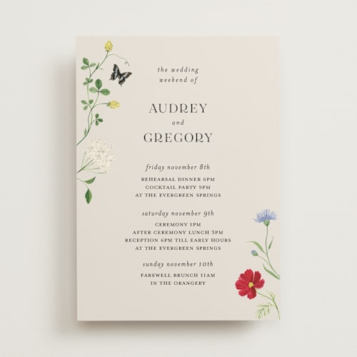 This is a elder flower ceremony reception essentials with standard by Sarah Knight called wild meadow printing on signature in standard