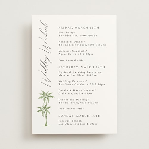 This is a leaf ceremony reception essentials with standard by Olivia Raufman called palm monogram printing on signature in standard