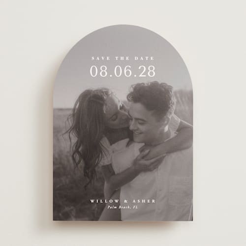 This is a moonstone save the date with standard by Lucrecia Caporale called classic big date printing on recycled smooth signature in standard