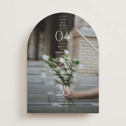This is a chiffon save the date with standard by Heather Schertzer called updated printing on recycled smooth signature in standard
