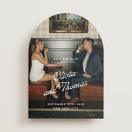 This is a sugar save the date with standard by Paper Raven Co. called manhattan printing on recycled smooth signature in standard
