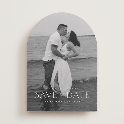 This is a cloud save the date with standard by Wildfield Paper Co called summer love printing on recycled smooth signature in standard
