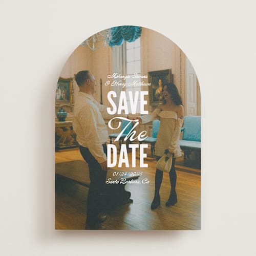 This is a lily save the date with standard by Owl and Toad called full page printing on recycled smooth signature in standard