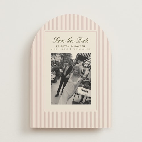 This is a blush save the date with standard by Ellen Schlegelmilch called hayden printing on recycled smooth signature in standard