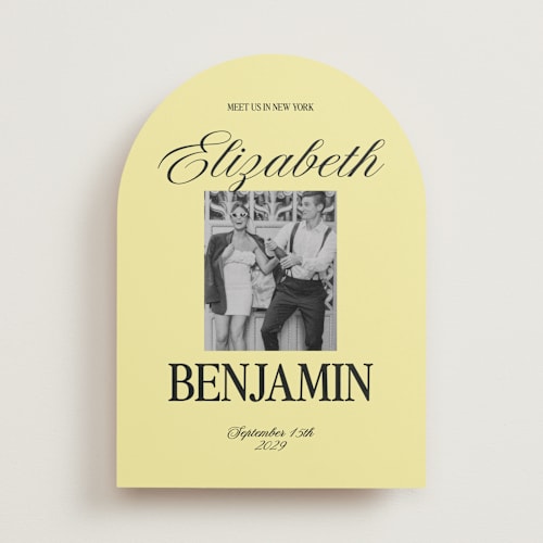 This is a butter save the date with standard by Helena Vitto called the eternal printing on recycled smooth signature in standard