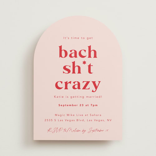 This is a rose bachelorette party invitations with standard by Hudson meet Rose called bach sh*t crazy printing on signature in standard