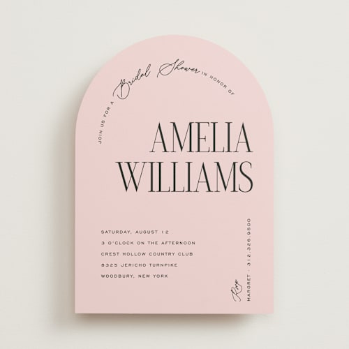 This is a rosey bridal shower invitations with standard by Pixel and Hank called arbor printing on signature in standard