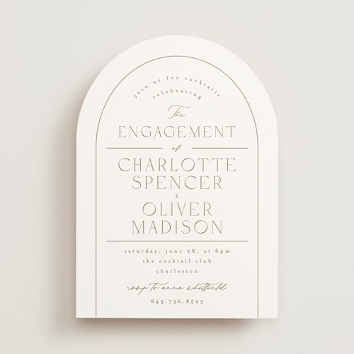 This is a cognac engagement party invitations with standard by Kristie Kern called poet printing on signature in standard