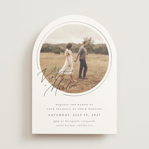 This is a silk foil stamped wedding invitations with foil pressed by Kelly Schmidt called encircled love printing on signature in standard