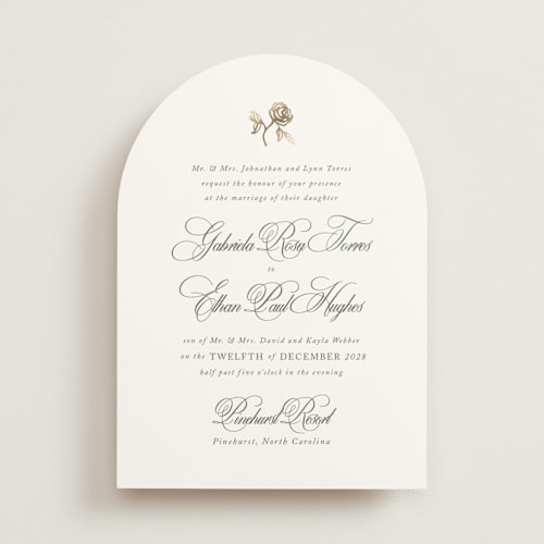 This is a classic bride foil stamped wedding invitations with foil pressed by Design Lotus called here with you printing on signature in standard
