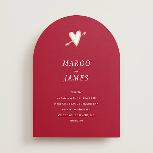 This is a ruby foil stamped wedding invitations with foil pressed by Ani Somi called amore printing on signature in standard