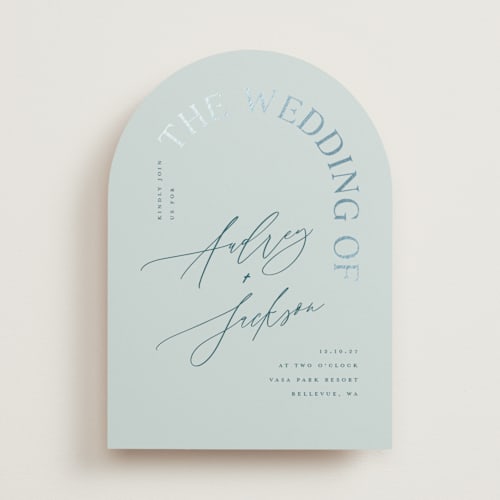 This is a cloud foil stamped wedding invitations with foil pressed by Vera Lim called the arc printing on signature in standard